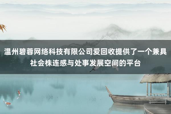 温州碧蓉网络科技有限公司爱回收提供了一个兼具社会株连感与处事发展空间的平台