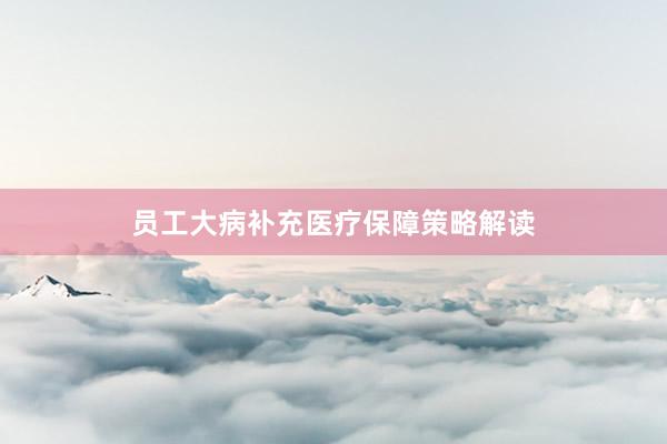 员工大病补充医疗保障策略解读